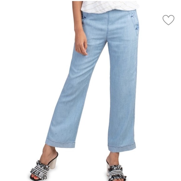 TRINA TURK  DURAN STRAIGHT-LEG CHAMBRAY PANTS /  SIZE 2. - Picture 3 of 5